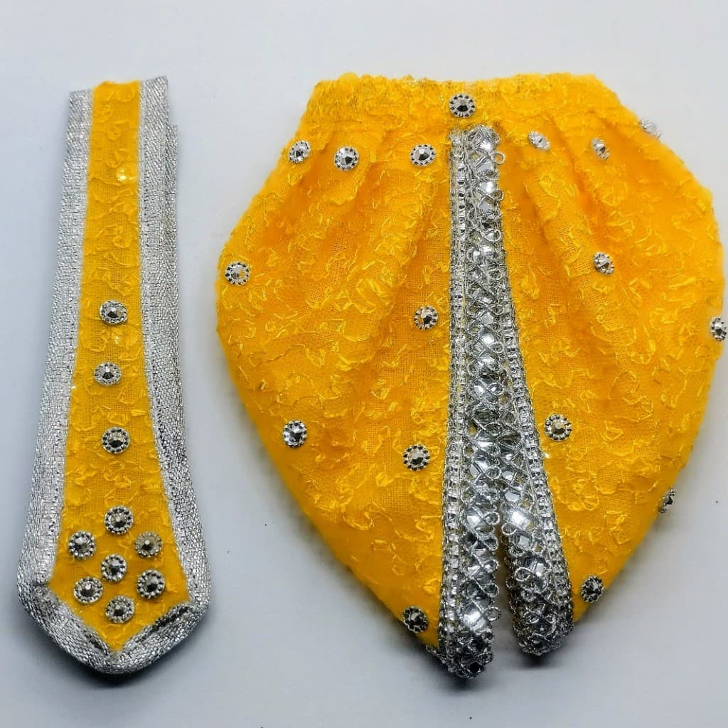 Yellow Silver Dhoti Patka Set for Laddu Gopal