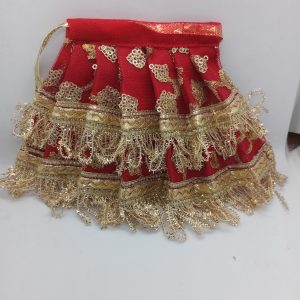 sequence embroidery red color matarani lahenga chunni 4 inches