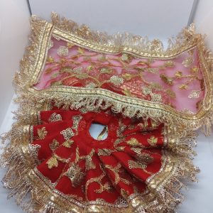 Red sequence embroidered 2 no. radharani premium poshak